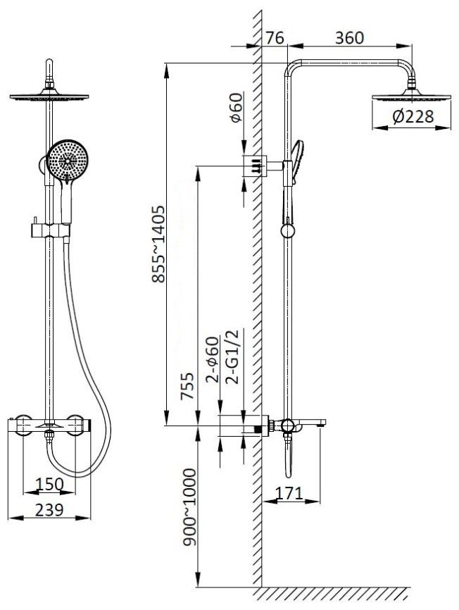 Vincea душевой набор (гарнитур) VSFS-1R1GM