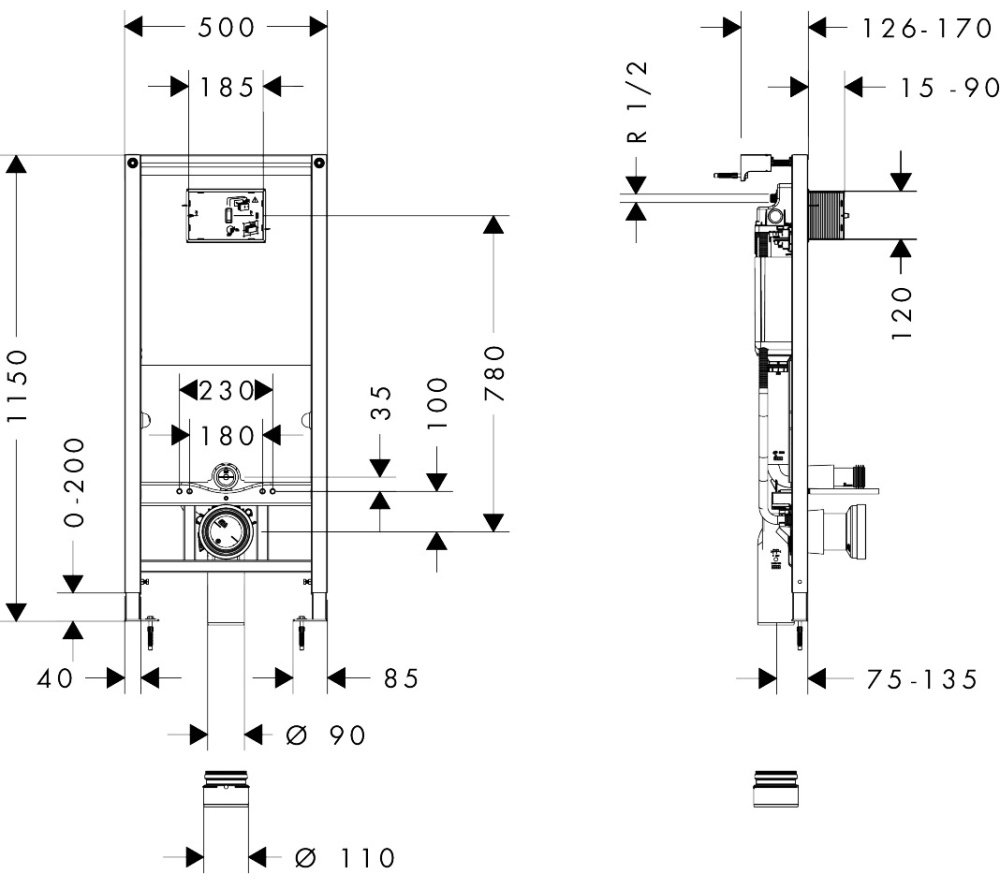 Hansgrohe рамная инсталляция iFrame universal+iFrame Original S