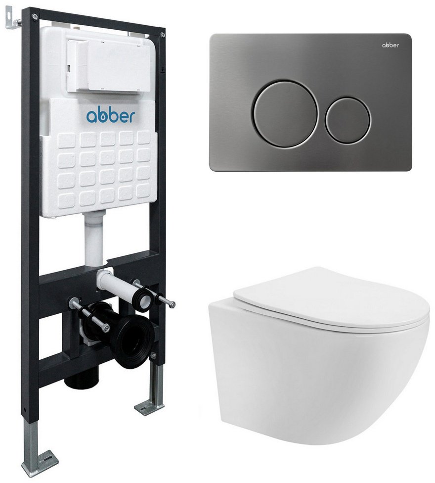 Унитаз с инсталляцией Abber AC1100-AC0105-AC0121NG, санфарфор
