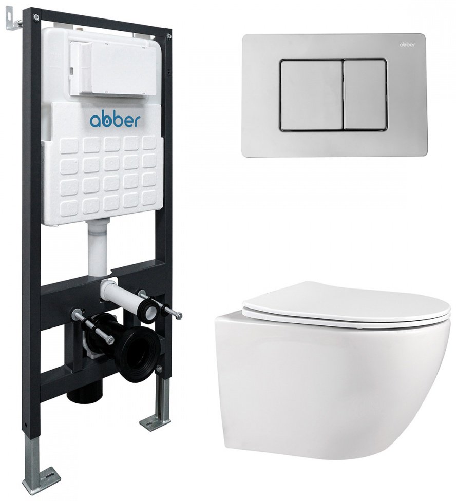Унитаз с инсталляцией Abber AC1100-AC0105-AC0120MB, санфарфор