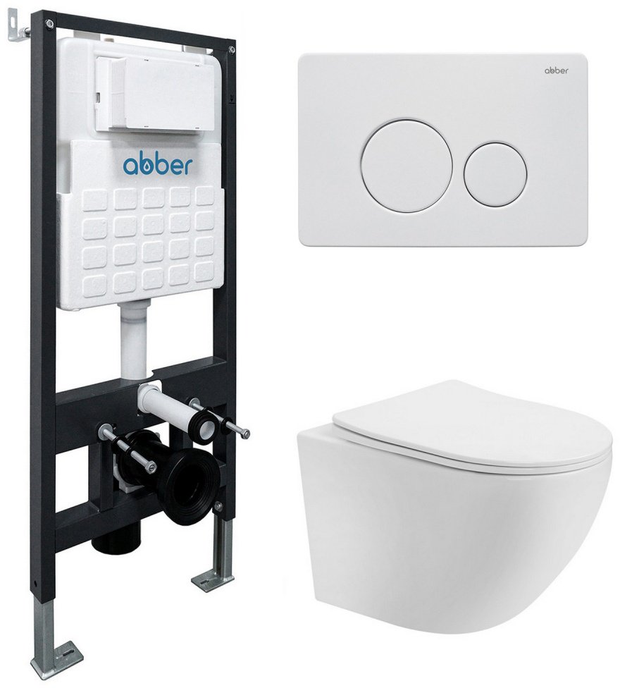 Унитаз с инсталляцией Abber AC1100-AC0105-AC0121MW, санфарфор