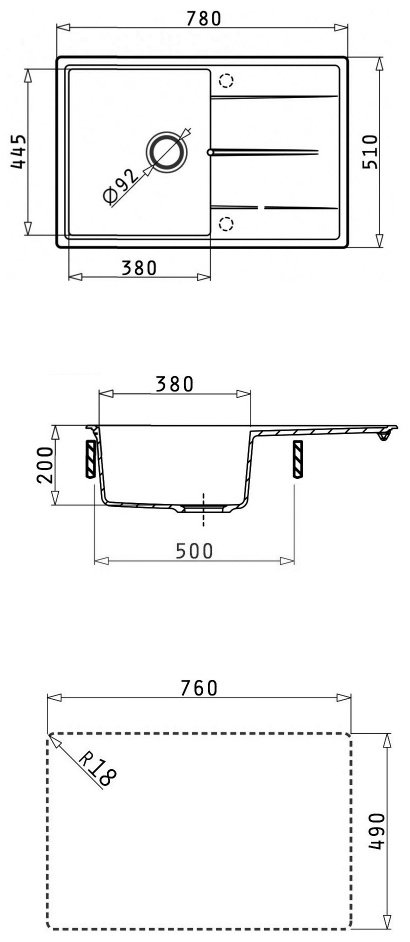 Abber AQ2904G врезная 78х51х21.7 см, кварцевый композит, тон серый купить,NaN