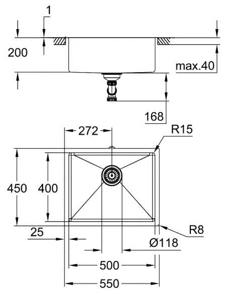 Кухонная мойка Grohe K700 Undermount 31574 Steel 45х55х20 см, нержавеющая сталь, тон серебристый купить,NaN