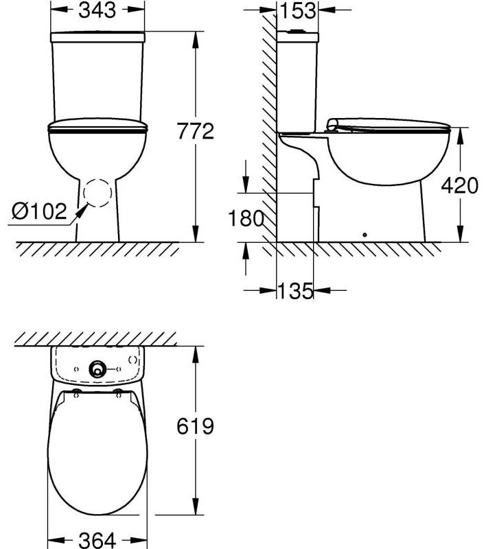 Grohe унитаз-компакт Bau Ceramic 39604000, санфарфор
