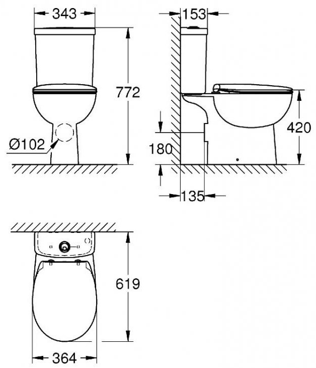 Grohe унитаз-компакт Bau Ceramic 39604000, санфарфор купить,215200