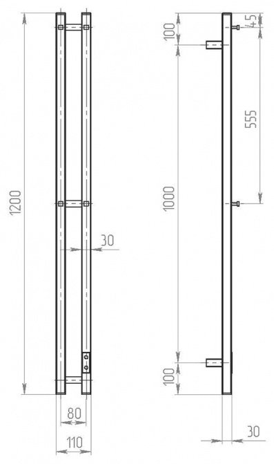 Двин электрический X-2 Plaza Neo 120/8 , I-образный 8x120 см