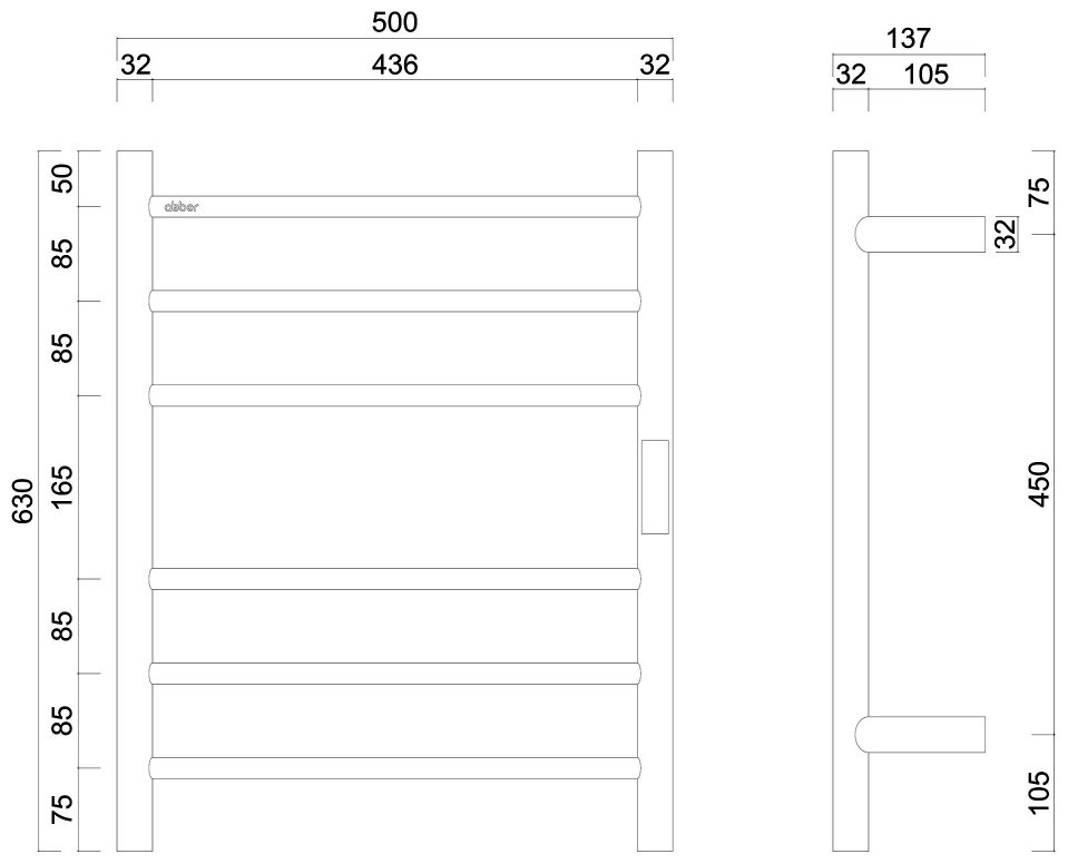 Полотенцесушитель электрический Abber AH4606G, лесенка 50x63 см