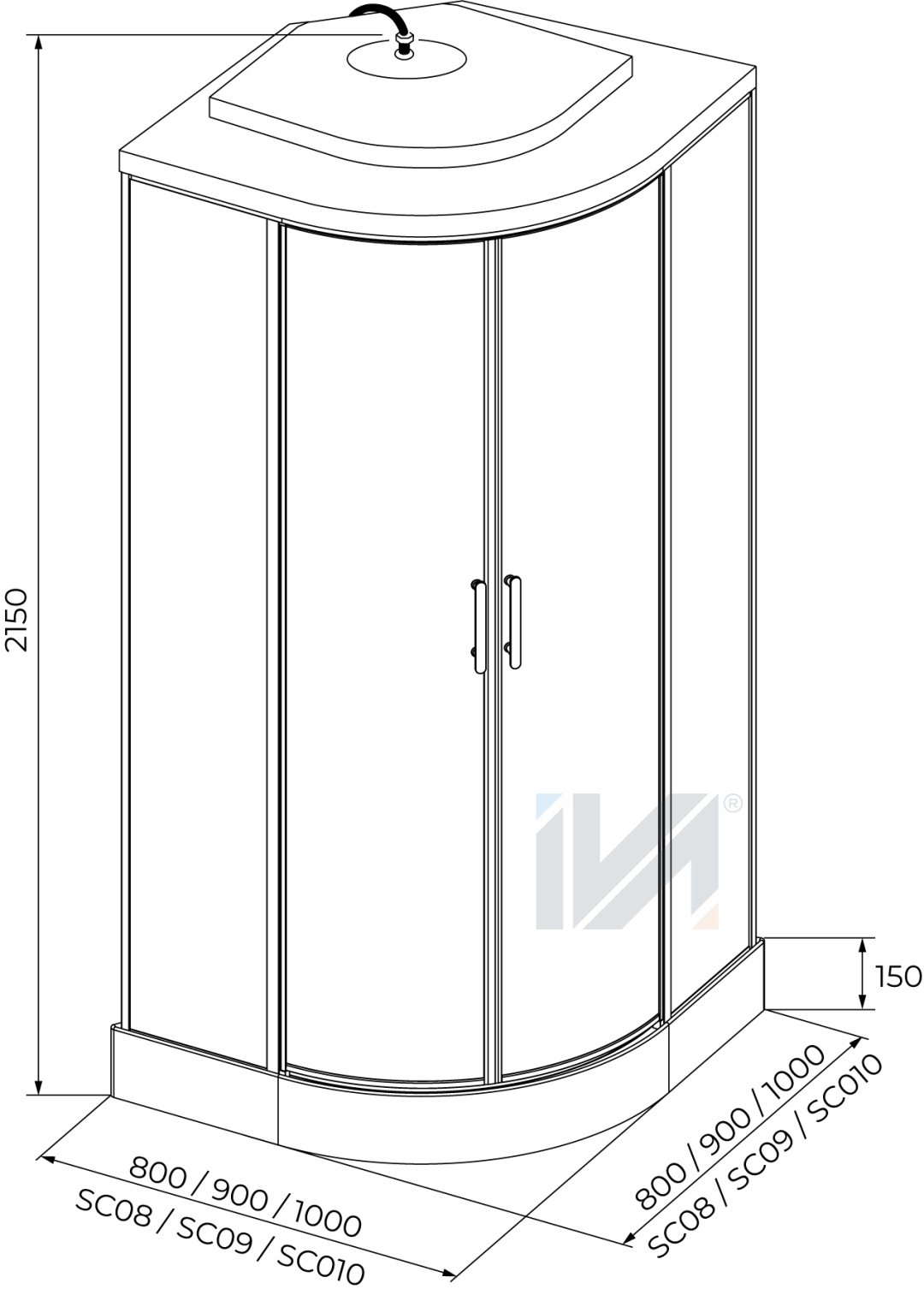IVA SC010CT (215х100 см), низкий поддон