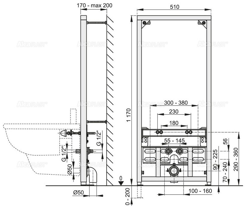 Alcaplast рамная инсталляция A105/1120