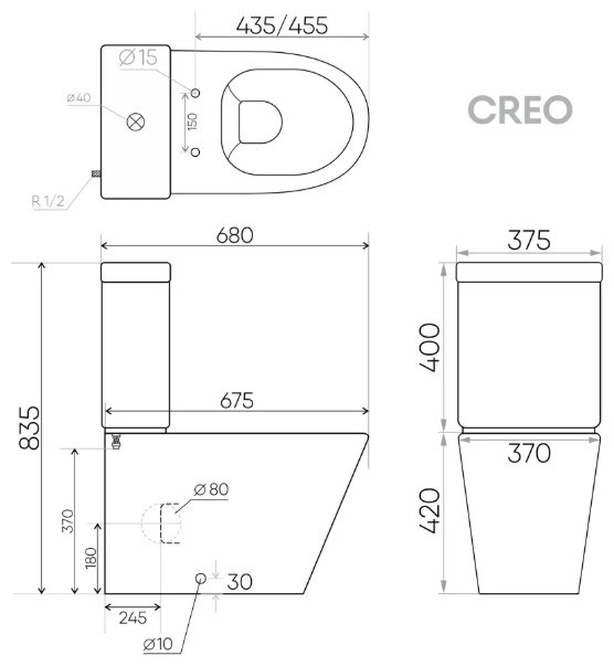 Creo Ceramique унитаз-компакт Combo CR1002R, санфарфор