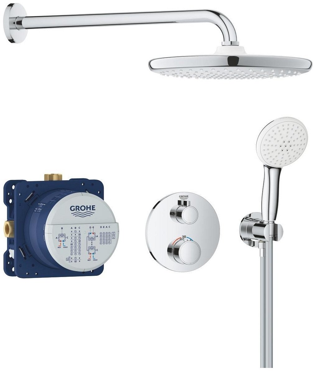 Grohe душевой набор (гарнитур) Душевая система GROHE Grontherm с термостатом для душа, хром (34872000), латунь