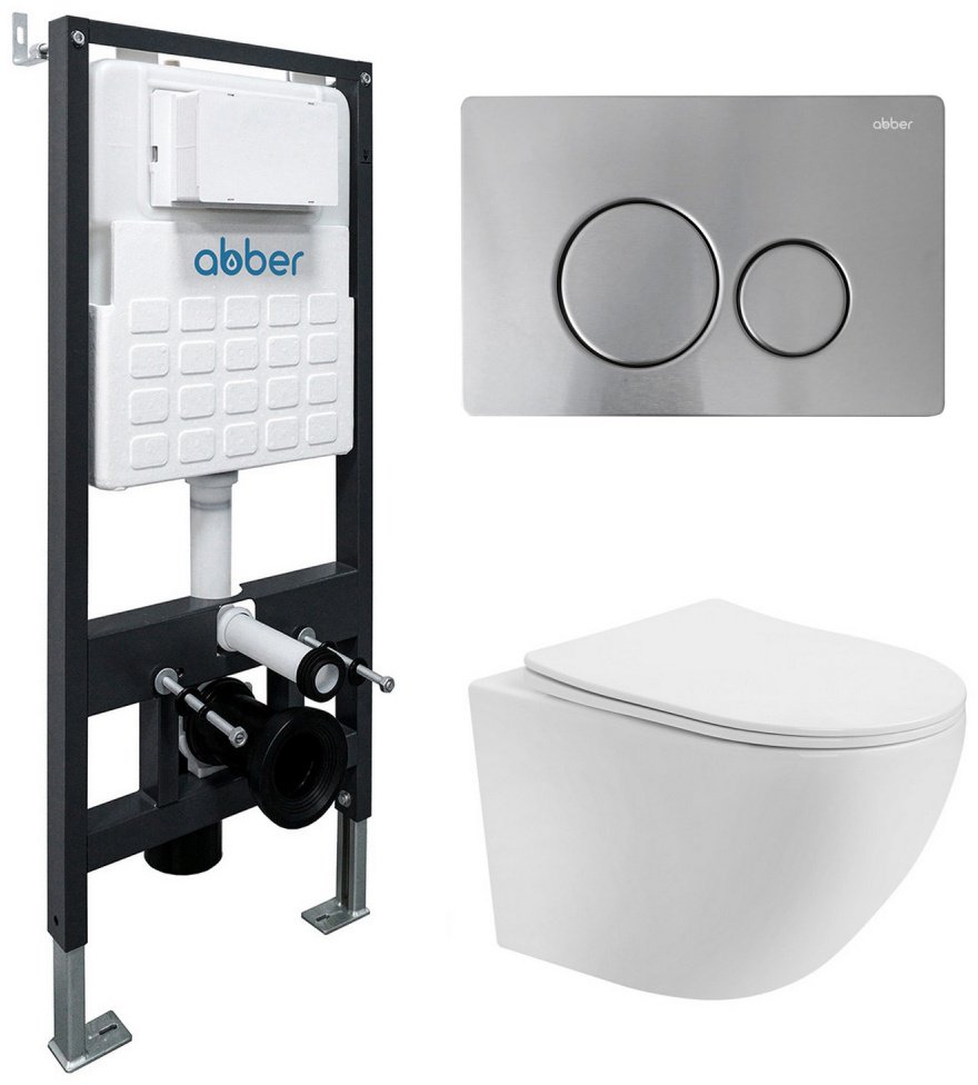 Унитаз с инсталляцией Abber AC1100-AC0105-AC0121MCH, санфарфор