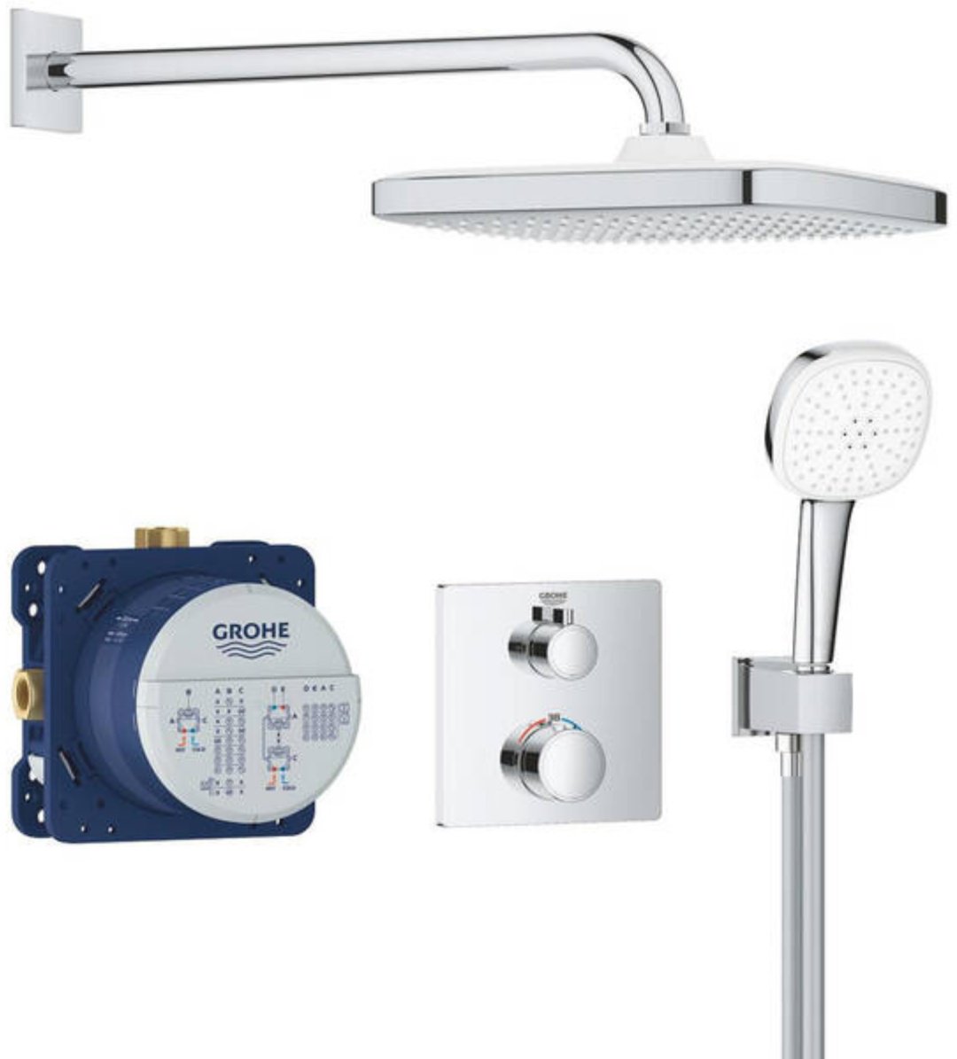 Grohe душевой набор (гарнитур) 34871000 *Набор для комплектации душа GROHE Grohtherm 250 CUBE, хром, нержавеющая сталь