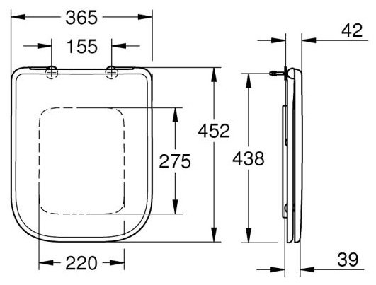 Сиденье Grohe EdgeCeramic 39813000 452x365 мм