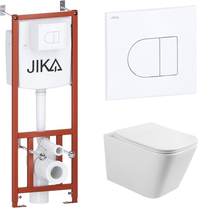 White House унитаз с инсталляцией JIKA с кнопкой белой + Унитаз подвесной SANITECO Tornado квадрат, санфаянс