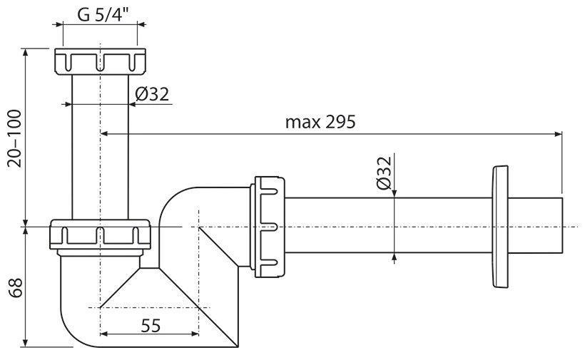 Сифон Alcaplast White House Alcaplast A45F-DN32 32 мм