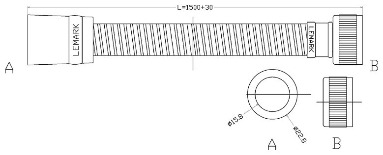 Шланг для душа Lemark металлическая оплетка, 150 см, подключение 1/2x1/2