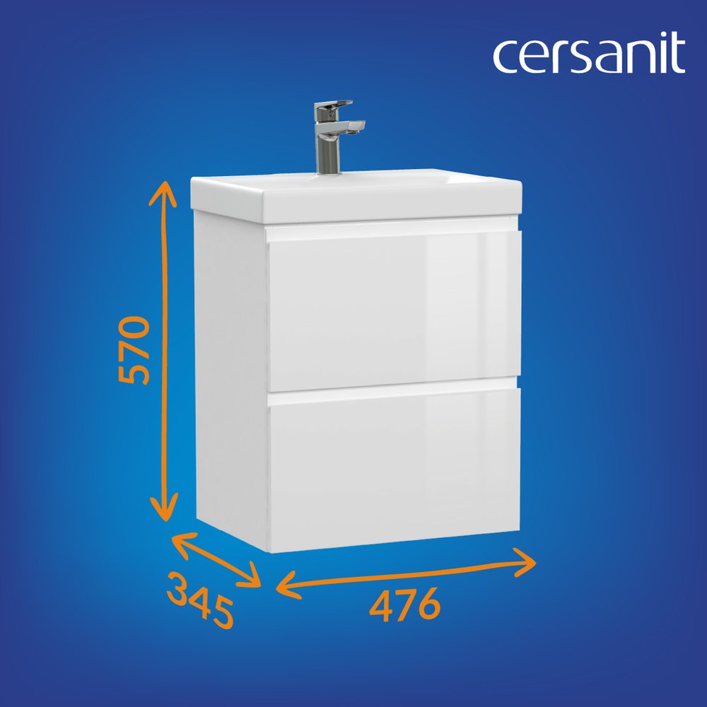 Тумба с раковиной Cersanit MODUO SLIM 50, 50x64x35 см, белый, светло-коричневый купить,NaN