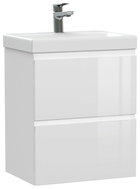 Тумба с раковиной Cersanit MODUO SLIM 50, 50x64x35 см, белый, светло-коричневый купить,NaN