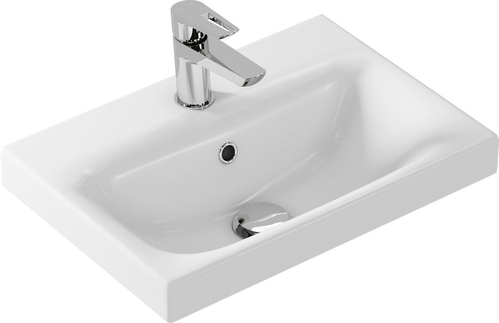 Тумба с раковиной Cersanit MODUO SLIM 50, 50x64x35 см, белый, светло-коричневый купить,NaN