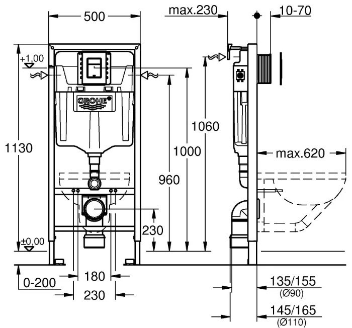 Рамная инсталляция Grohe Rapid SL 39501000