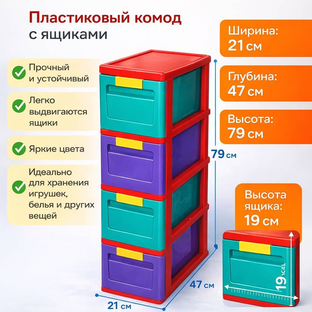 Комод пластиковый LifeGoods.kz LG10084 21х79х47 см купить,NaN