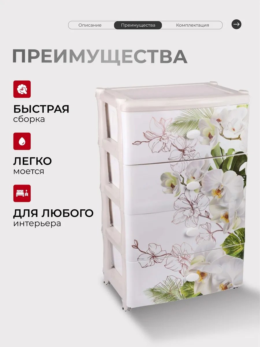 Комод пластиковый Альтернатива 198380737 55.5х90.5х44 см купить,NaN