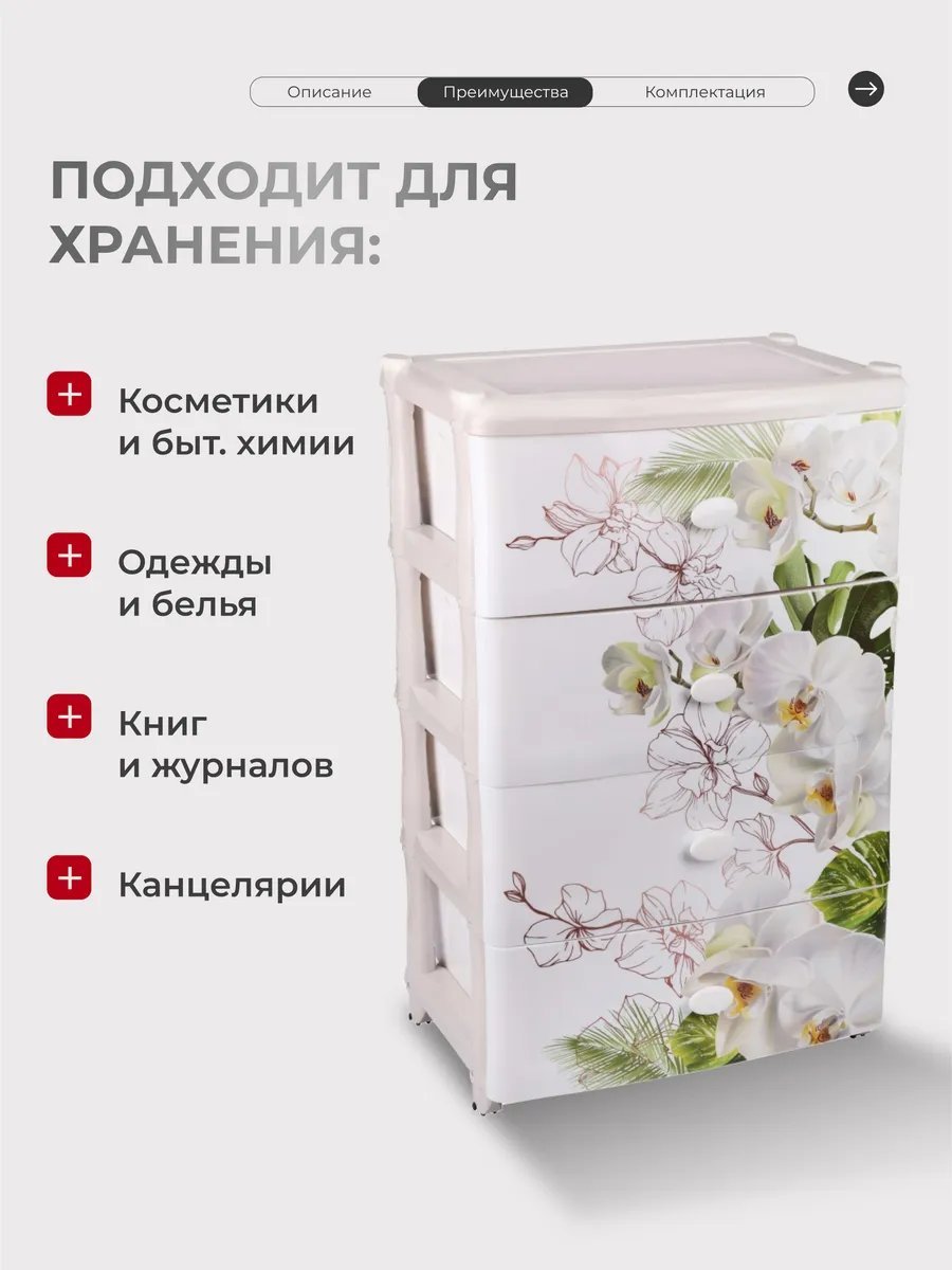 Комод пластиковый Альтернатива 198380737 55.5х90.5х44 см купить,NaN