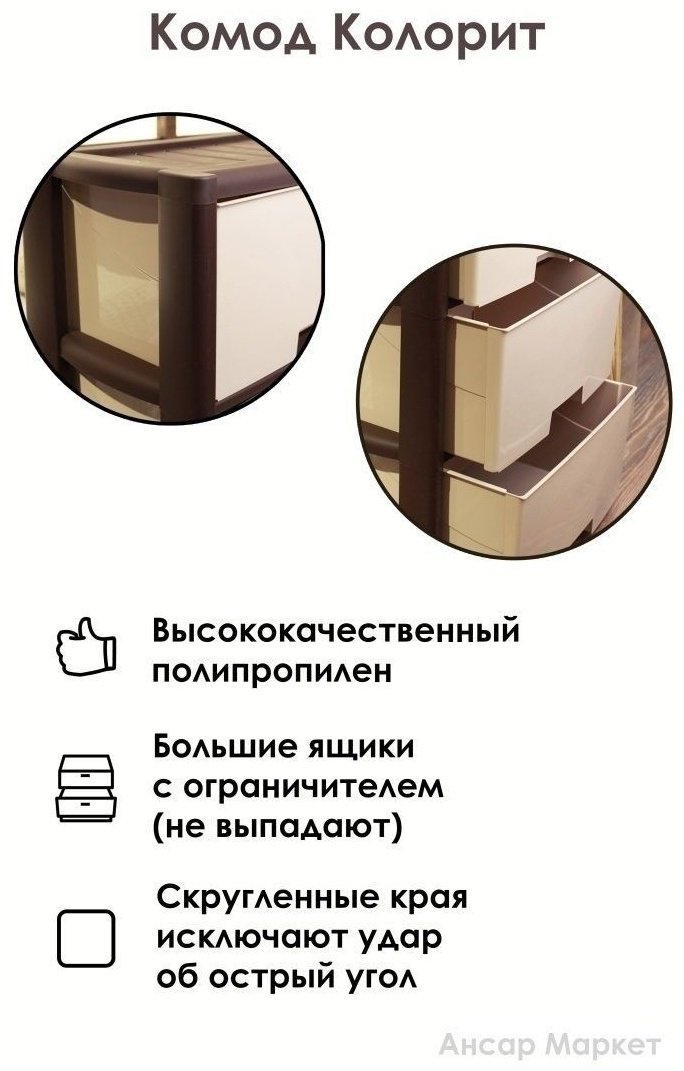 Комод пластиковый Альтернатива 51176077 48х94х30 см купить,NaN
