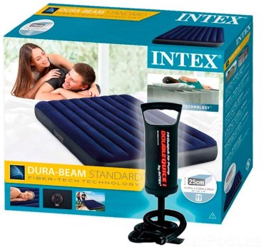 Кровать Intex Air Pump Plus, 203x152x25 см, насос внешний купить,NaN
