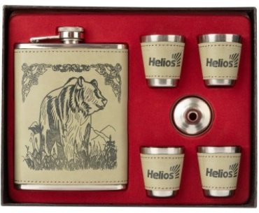 Helios Набор Медведь (фляжка 240 мл + 4 стопки + воронка) (HS-N-B-А08) Helios купить,NaN