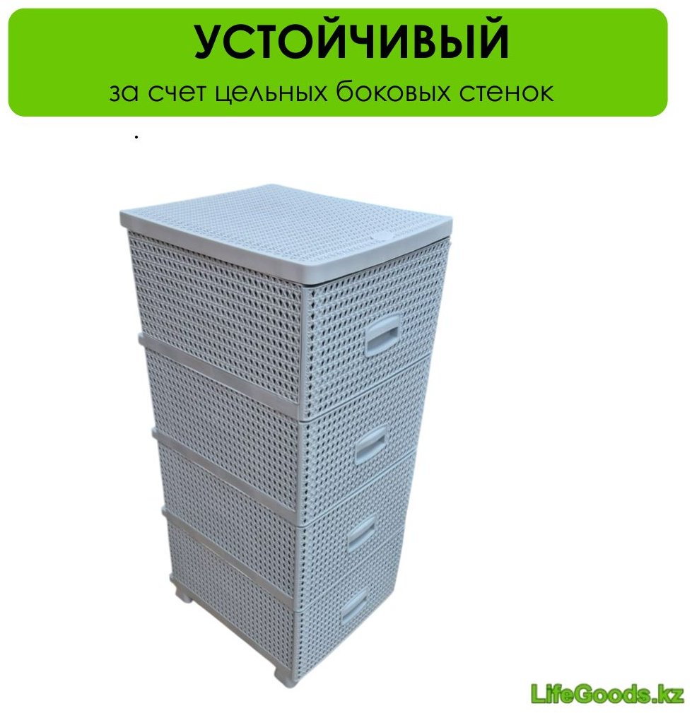 Комод пластиковый LifeGoods.kz LG51483 38х91х44 см купить,NaN