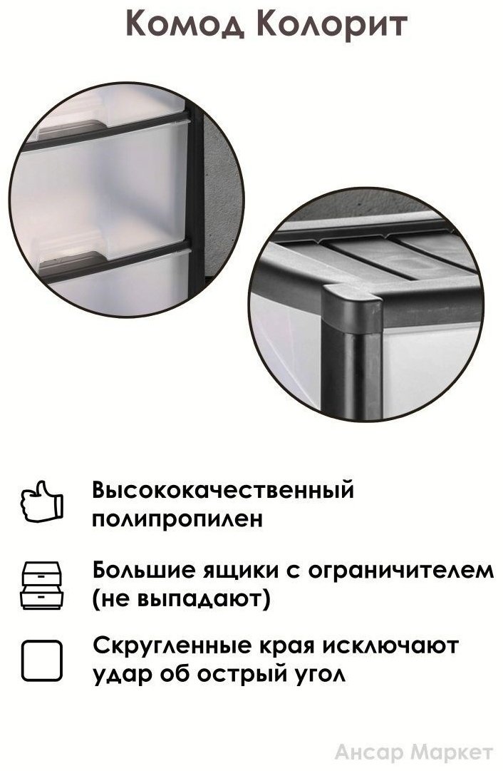 Комод пластиковый Альтернатива 51176078 48х94х30 см купить,NaN