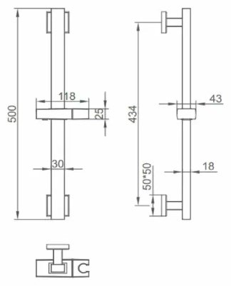 Accoona держатель для душа 500х70 мм A414 , сталь