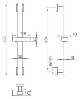 Accoona держатель для душа 500х70 мм A414 , сталь купить,NaN