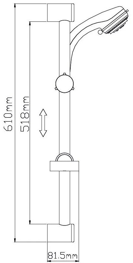 Potato штанга для душа 610х81 мм P9029, металл, пластик