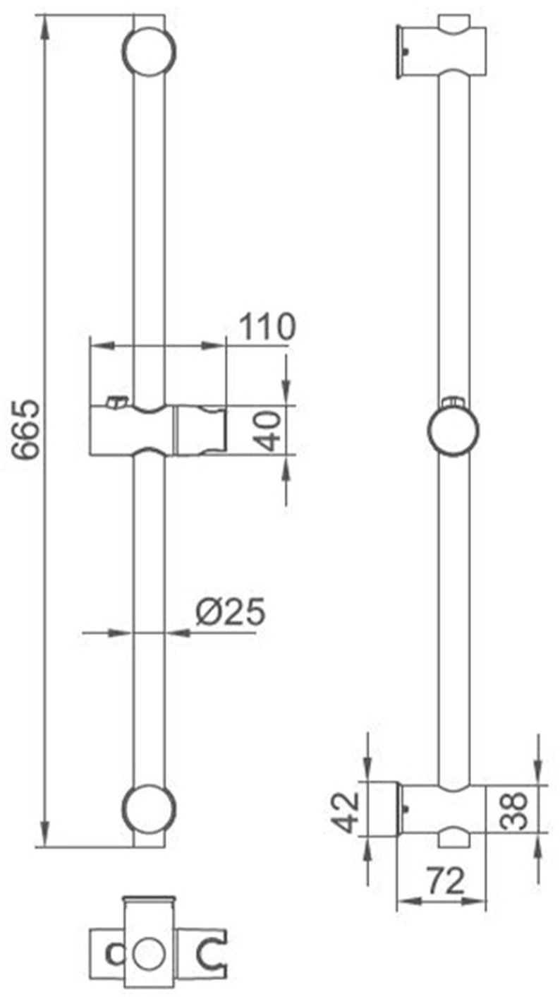 Accoona штанга для душа 665х72 мм A413, латунь купить,NaN