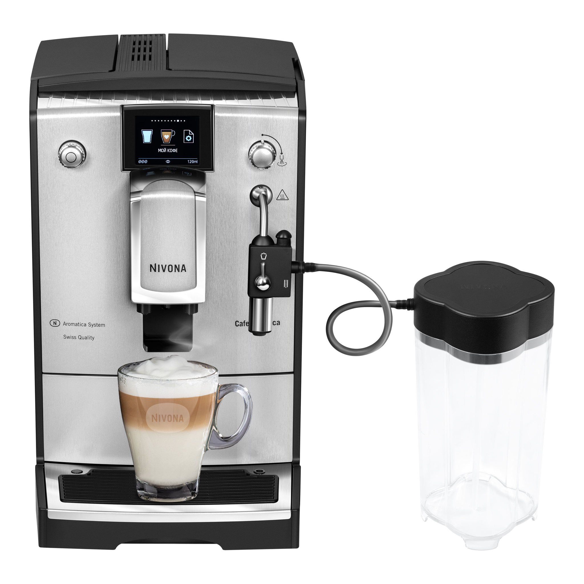 Кофемашина Nivona CafeRomatica NICR 670+кофе Nivona Latina Fuerte 1кг серебристая купить,NaN