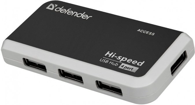 Разветвитель Defender Quadro Infix 4 порта черно-белый