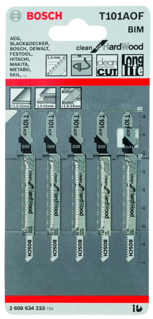 Пилки для лобзика Bosch T101AOF 2608634233 5шт
