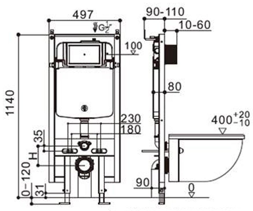 WeltWasser рамная инсталляция AMBERG 404 без кнопки