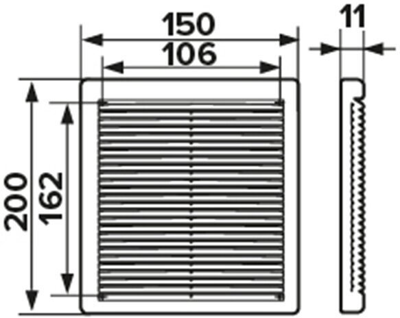 Решетка вентиляционная Эра 150х200х11 мм, пластик купить,14500