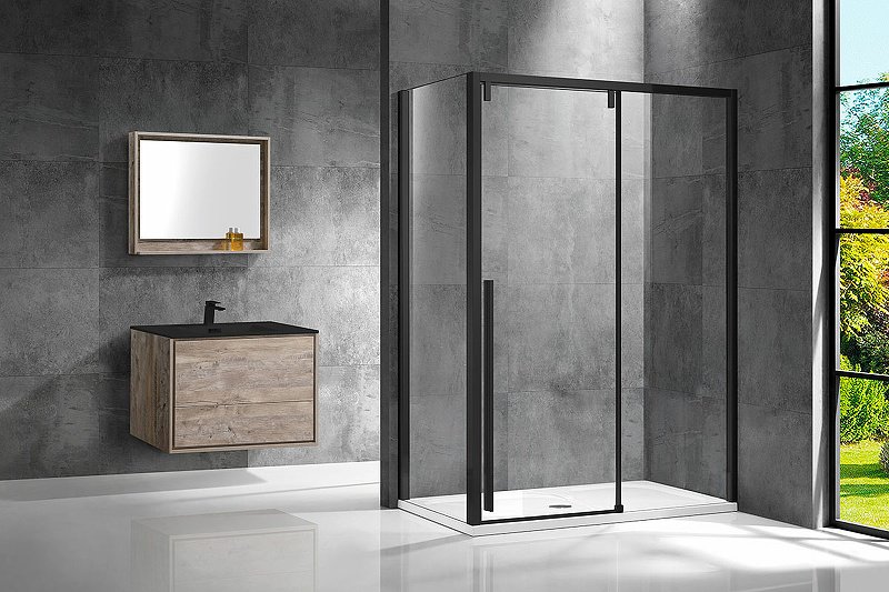 Душевое ограждение KABINKA.KZ двухстенное VSR-1L9014CLB-1, 1400х1950 мм