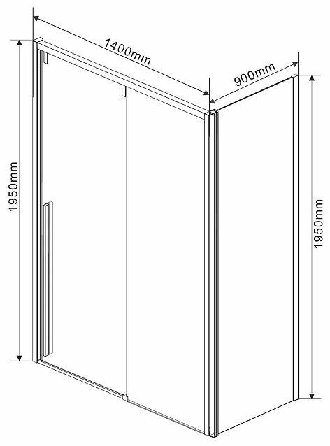 Душевое ограждение KABINKA.KZ двухстенное VSR-1L9014CLB-1, 1400х1950 мм