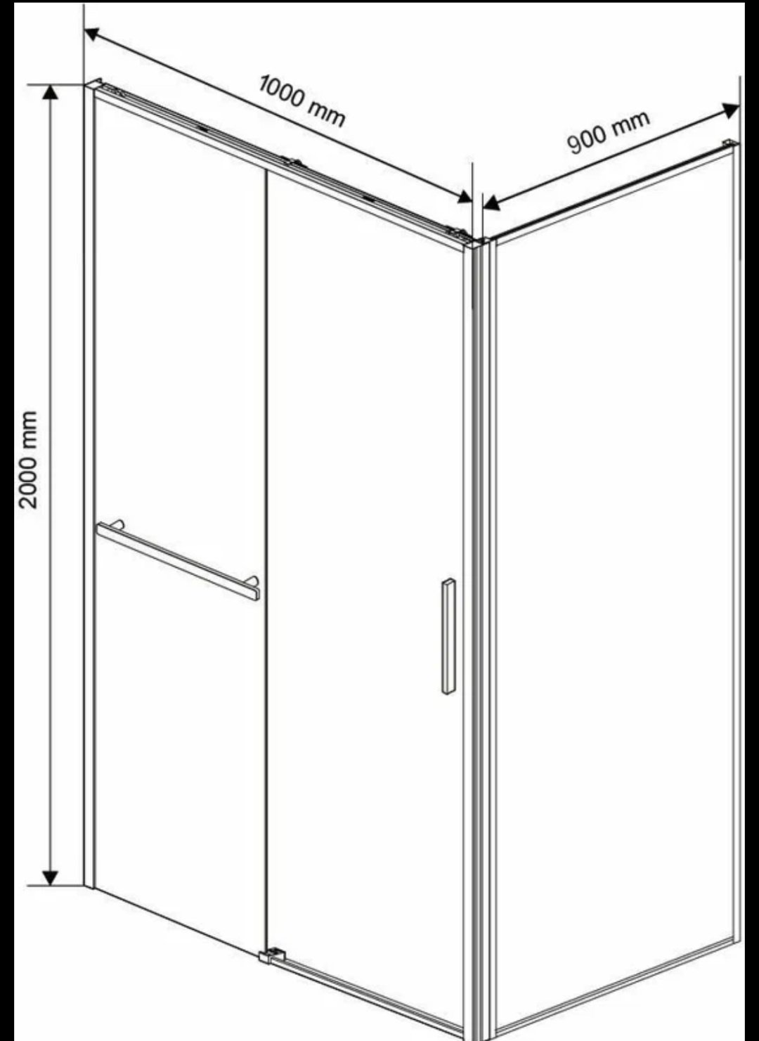 Душевое ограждение KABINKA.KZ двухстенное VSR-1SS9010CL, 900х2000 мм