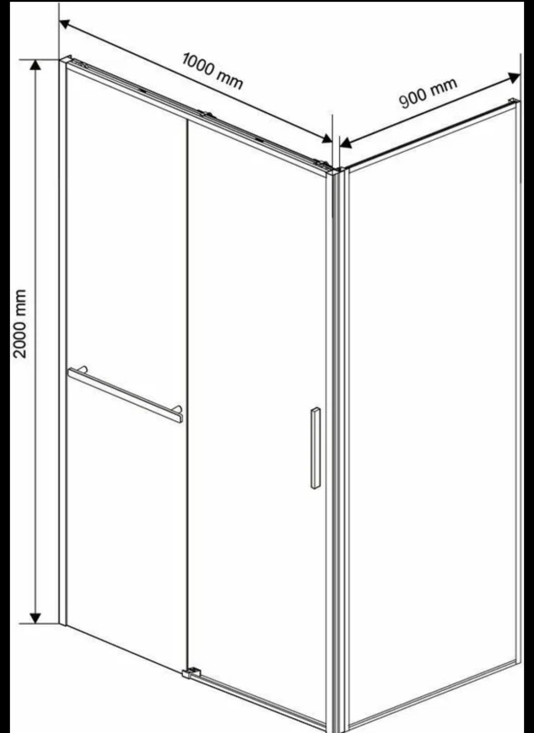 Душевое ограждение KABINKA.KZ двухстенное VSR-1SS9010CL, 900х2000 мм купить,NaN