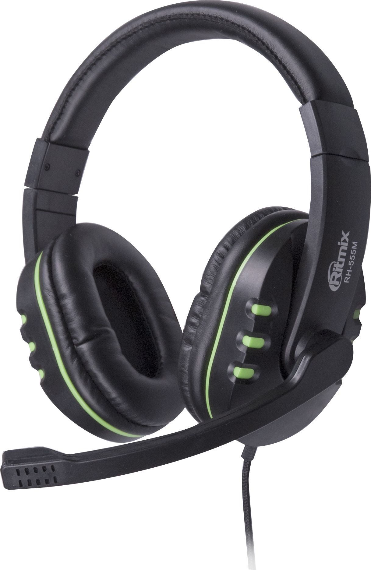 Наушники Ritmix RH-555M Gaming черно-зеленые купить,NaN