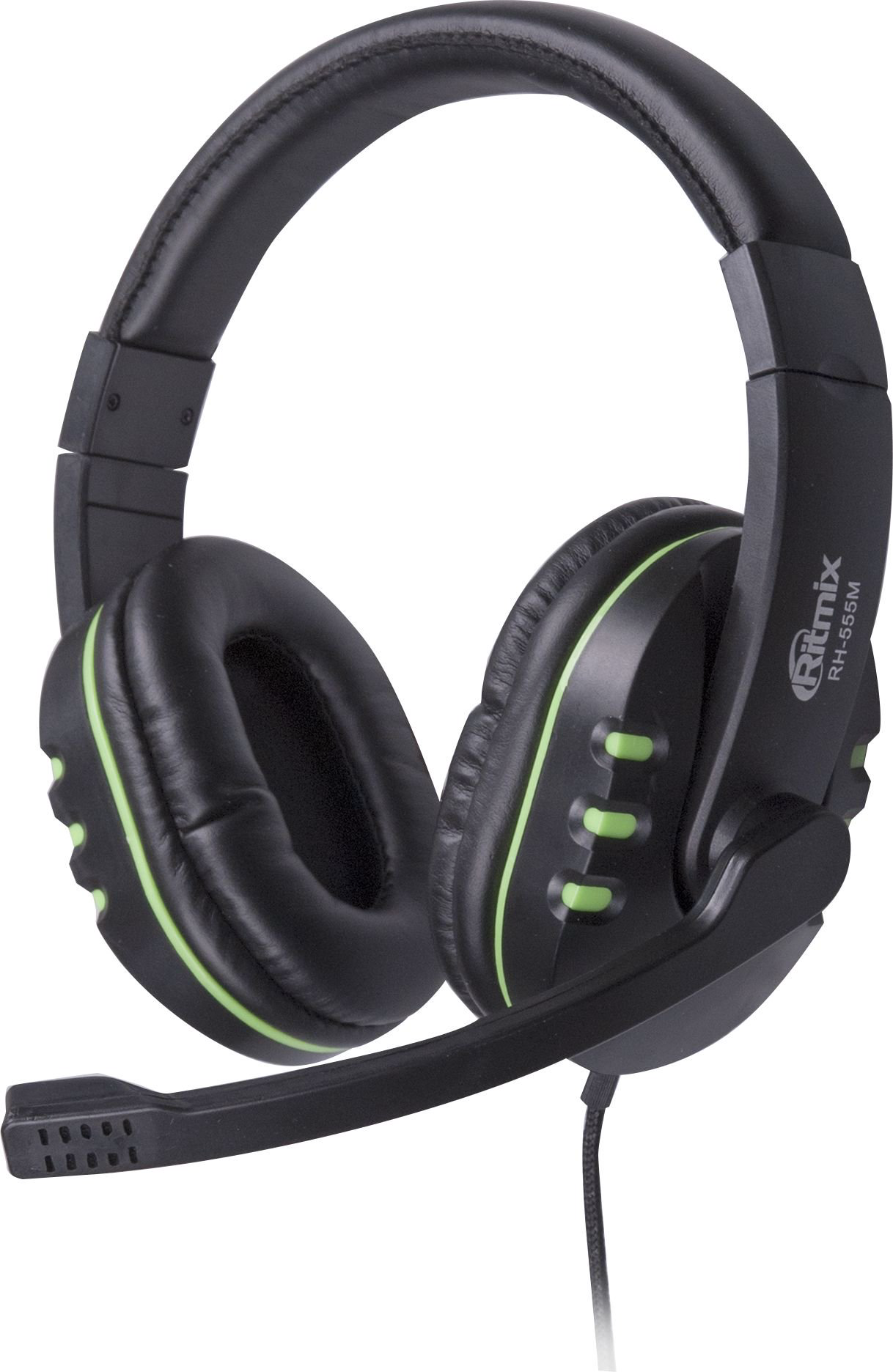 Наушники Ritmix RH-555M Gaming черно-зеленые купить,NaN