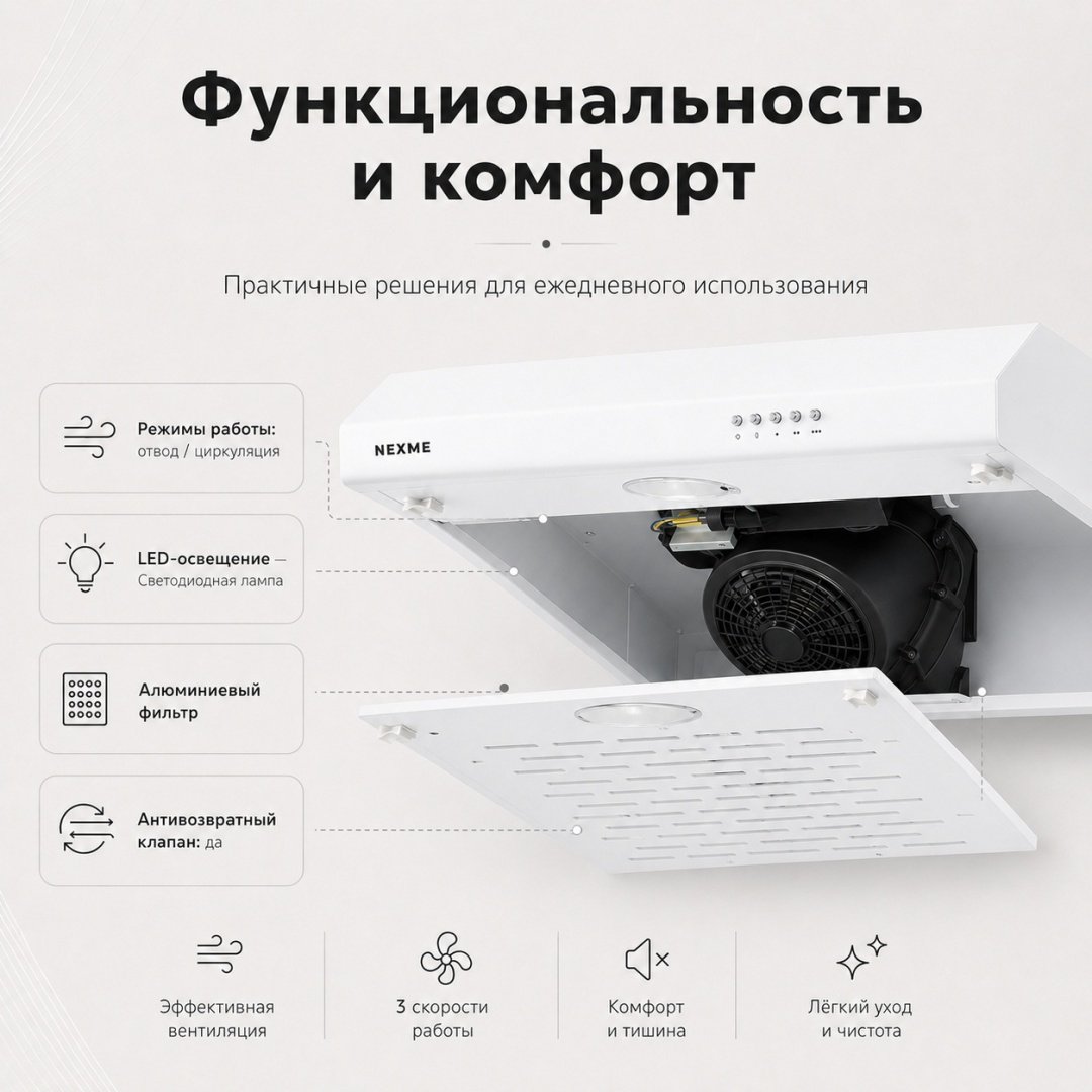 Вытяжка NEXME TC60W белый