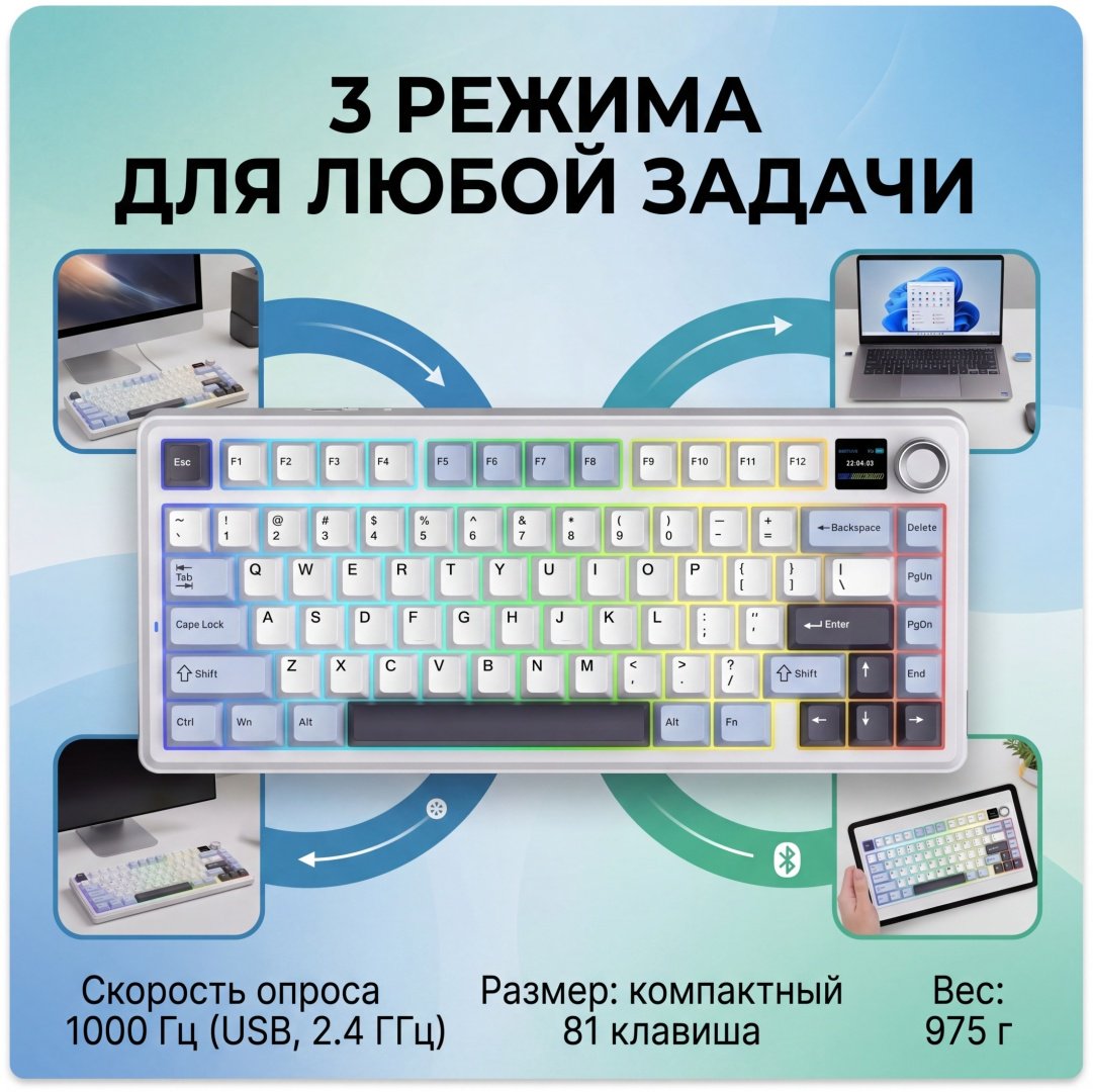 Клавиатура AULA F75 MAX белый купить,22790